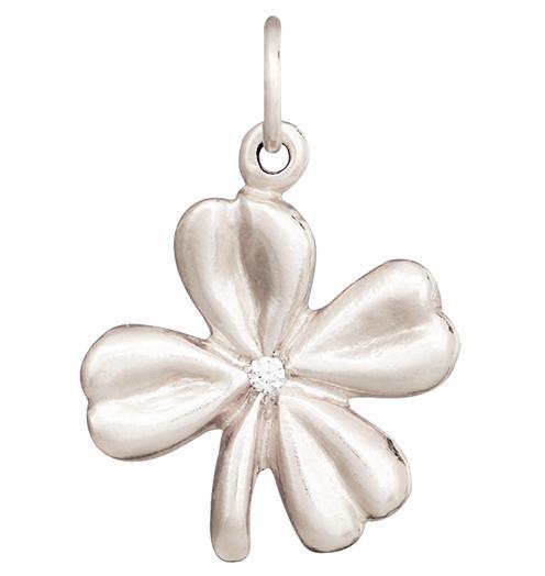 Clover Flower Charm With Diamond Jewelry Helen Ficalora 14k White Gold