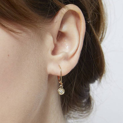 Helen Ficalora 14K Yellow Gold Dangle Hoop Earring with Diamonds