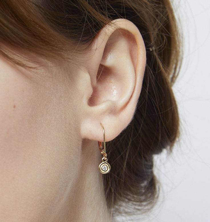 Helen Ficalora 14K Yellow Gold Dangle Hoop Earring with Diamonds