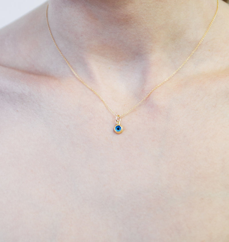 Mini 14k Yellow Gold Evil Eye Charm Jewelry Helen Ficalora
