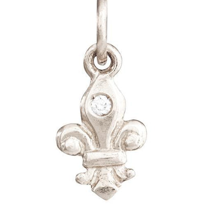 Fleur De Lis Mini Charm With Diamond Jewelry Helen Ficalora 14k White Gold For Necklaces And Bracelets