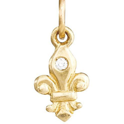 Fleur De Lis Mini Charm With Diamond Jewelry Helen Ficalora 14k Yellow Gold For Necklaces And Bracelets