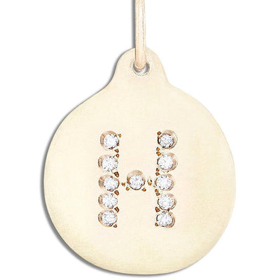 "H" Alphabet Charm Pavé Diamonds Jewelry Helen Ficalora 14k Yellow Gold  For Necklaces And Bracelets
