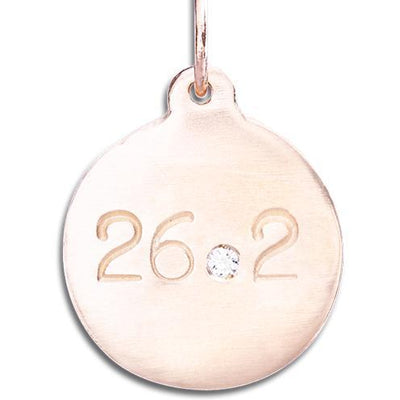 "26.2" Marathon Disk Charm With Diamond Jewelry Helen Ficalora 14k Pink Gold For Necklaces And Bracelets