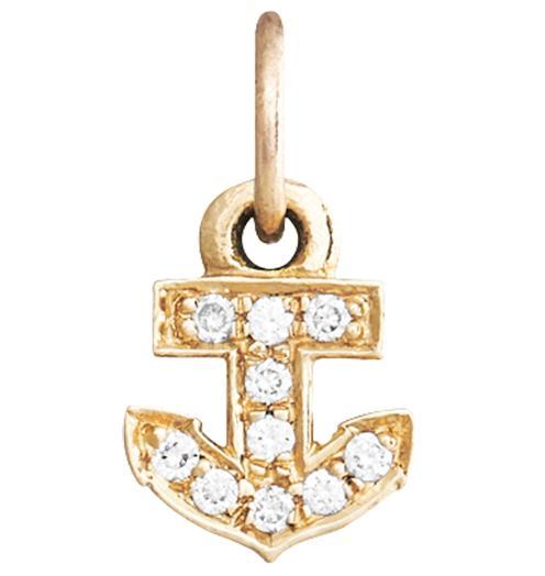Anchor Mini Charm Pave Diamonds Jewelry Helen Ficalora 14k Yellow Gold For Necklaces And Bracelets