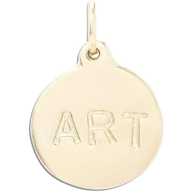 "Art" Disk Charm Jewelry Helen Ficalora 14k Yellow Gold