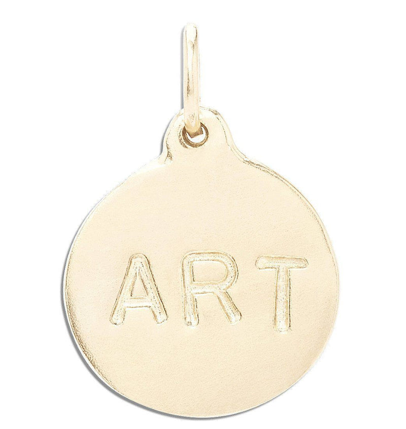 "Art" Disk Charm Jewelry Helen Ficalora 14k Yellow Gold