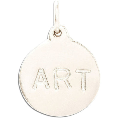 "Art" Disk Charm Jewelry Helen Ficalora 14k White Gold
