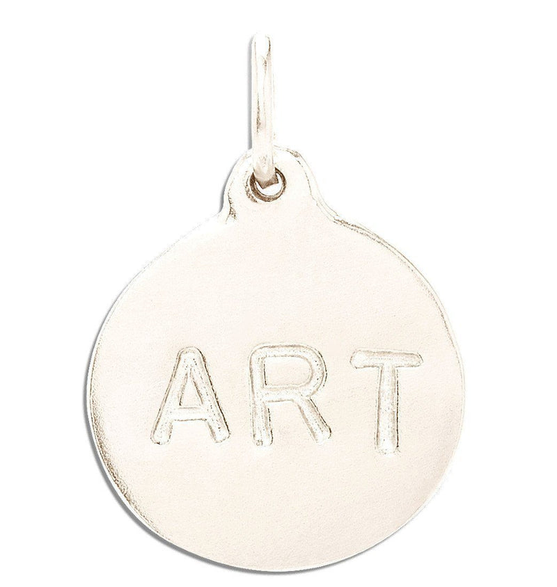 "Art" Disk Charm Jewelry Helen Ficalora 14k White Gold