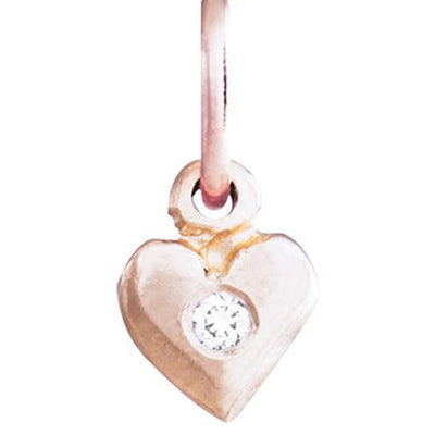 Baby Puffy Heart Charm with Diamond Jewelry Helen Ficalora 14k Pink Gold
