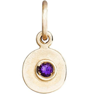 Helen Ficalora 14k Gold February Birthstone Amethyst Mini Disk Charm 