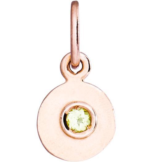 Birth Jewel Mini Disk Charm With Peridot Jewelry Helen Ficalora 14k Pink Gold For Necklaces And Bracelets