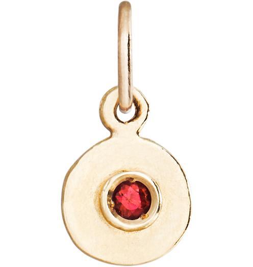 Helen Ficalora 14k Gold July Birthstone Ruby Mini Disk Charm