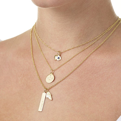 14K Gold Blue Sapphire Pendant - September Birthstone - Helen Ficalora