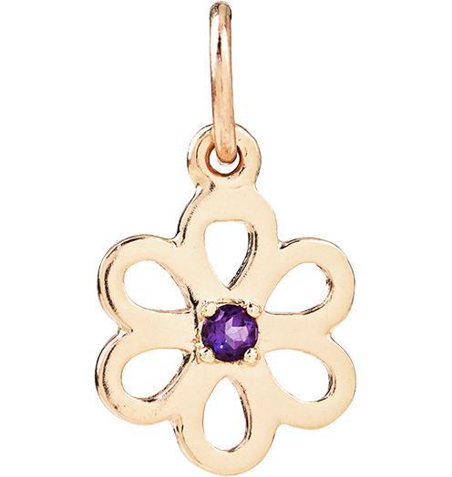 Birth Jewel Flower Charm With Amethyst Jewelry Helen Ficalora 14k Yellow Gold