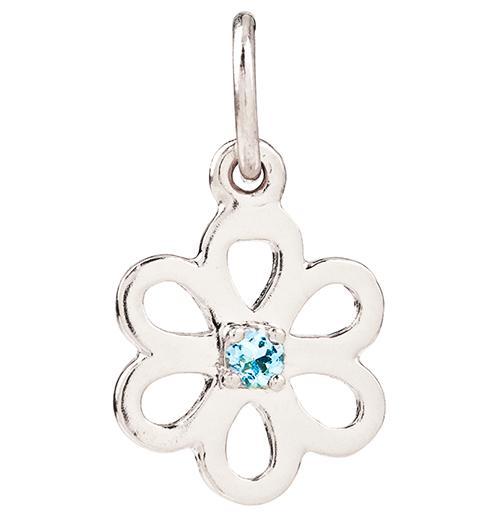 Birth Jewel Flower Charm With Aquamarine Jewelry Helen Ficalora 14k White Gold