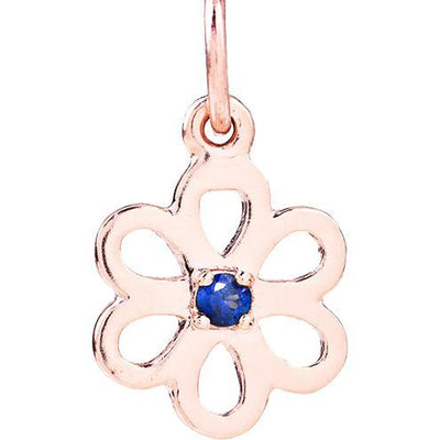 Birth Jewel Flower Charm With Blue Sapphire Jewelry Helen Ficalora 14k Pink Gold