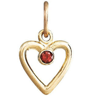 Birth Jewel Heart Charm With Garnet Jewelry Helen Ficalora 14k Yellow Gold