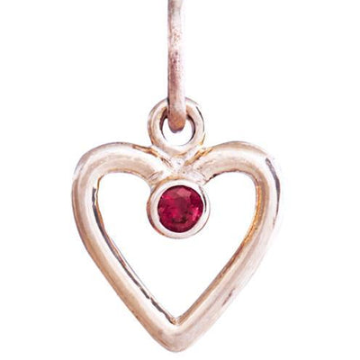 Birth Jewel Heart Charm With Garnet Jewelry Helen Ficalora 14k Pink Gold