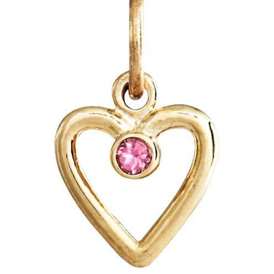 Birth Jewel Heart Charm With Pink Tourmaline Jewelry Helen Ficalora 14k Yellow Gold