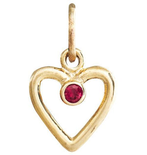 Birth Jewel Heart Charm With Ruby Jewelry Helen Ficalora 14k Yellow Gold