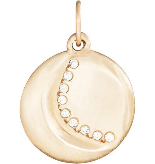 Carved Crescent Moon Charm Pavé Diamonds Jewelry Helen Ficalora 14k Yellow Gold