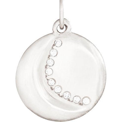 Carved Crescent Moon Charm Pavé Diamonds Jewelry Helen Ficalora 14k White Gold
