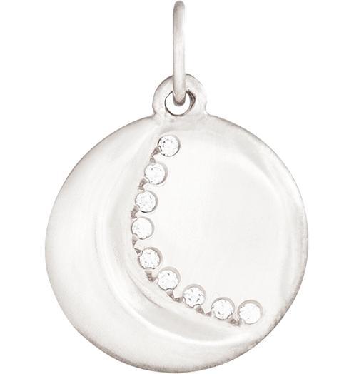 Carved Crescent Moon Charm Pavé Diamonds Jewelry Helen Ficalora 14k White Gold