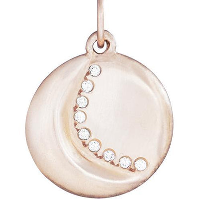 Carved Crescent Moon Charm Pavé Diamonds Jewelry Helen Ficalora 14k Pink Gold