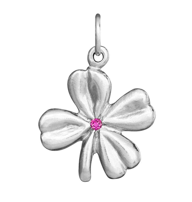 Clover Flower Charm With Pink Sapphire Jewelry Helen Ficalora Sterling Silver