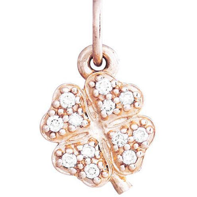 Clover Mini Charm Pave Diamonds Jewelry Helen Ficalora 14k Pink Gold