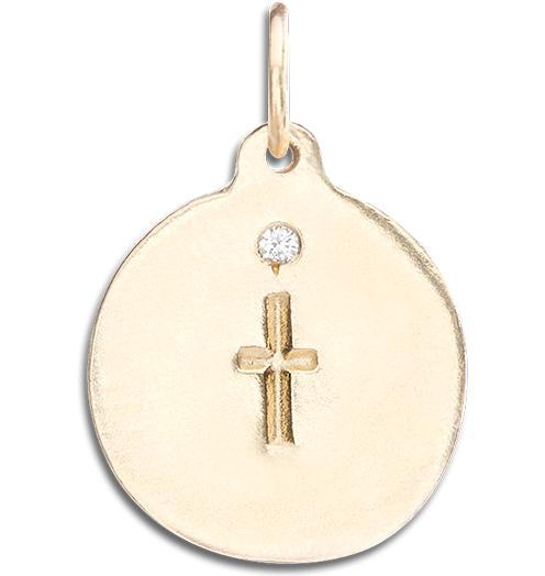 Cross Disk Charm With Diamond Jewelry Helen Ficalora 14k Yellow Gold For Necklaces And Bracelets