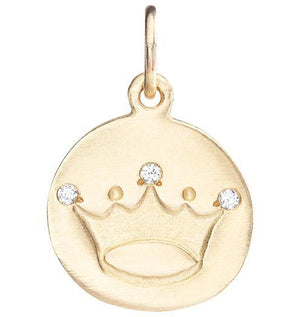 Crown Disk Charm Pavé Diamonds Jewelry Helen Ficalora 14k Yellow Gold For Necklaces And Bracelets