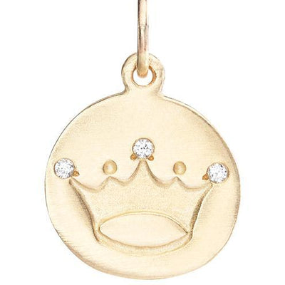 Crown Disk Charm Pavé Diamonds Jewelry Helen Ficalora 14k Yellow Gold For Necklaces And Bracelets