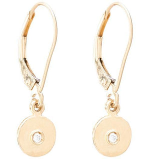 Helen Ficalora 14K Yellow Gold Drop Disc Earrings With Diamond