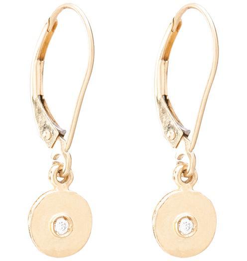 Helen Ficalora 14K Yellow Gold Drop Disc Earrings With Diamond