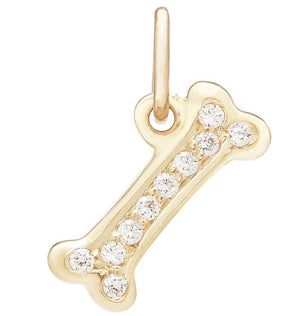 Helen Ficalora 14k Yellow Gold Dog Bone Pendant - Pavé Diamonds