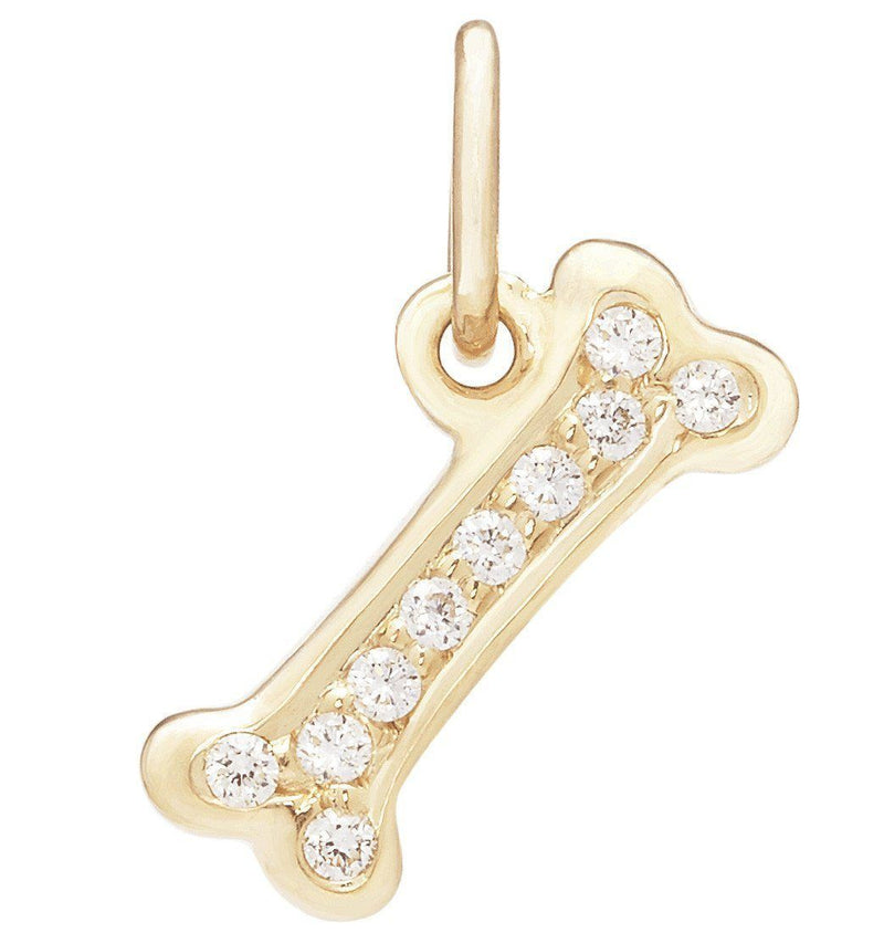 Helen Ficalora 14k Yellow Gold Dog Bone Pendant - Pavé Diamonds
