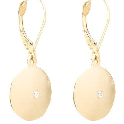 Domed Dangle Disk Earrings With Diamond Jewelry Helen Ficalora 14k Yellow Gold