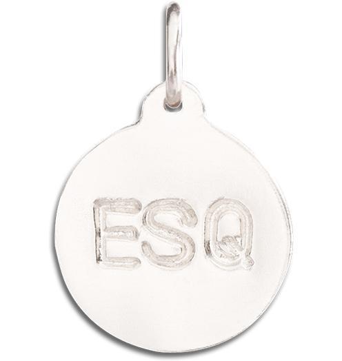 "ESQ" Disk Charm Jewelry Helen Ficalora 14k White Gold
