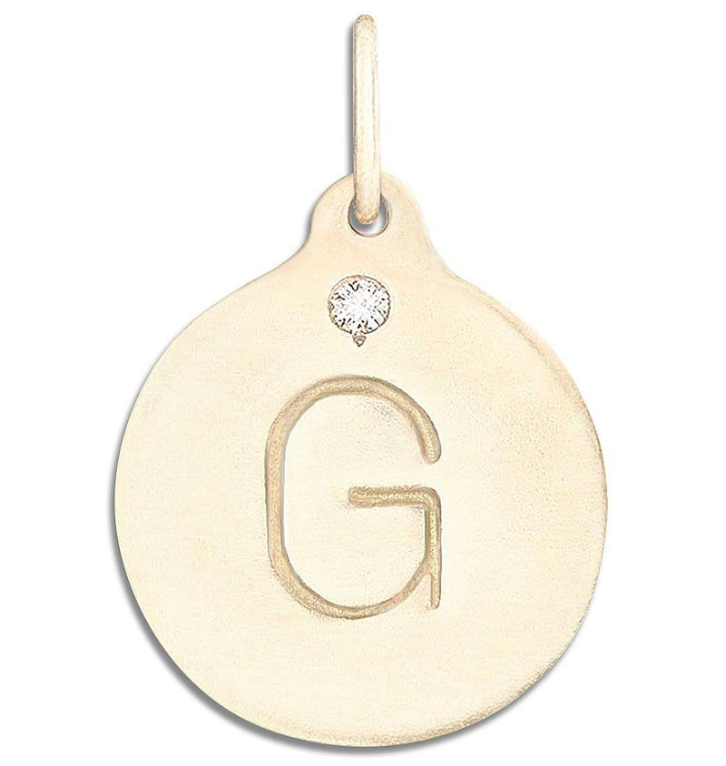 "G" Alphabet Charm With Diamond Jewelry Helen Ficalora 14k Yellow Gold  For Necklaces And Bracelets