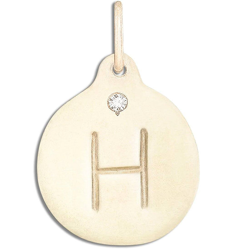 "H" Alphabet Charm With Diamond Jewelry Helen Ficalora 14k Yellow Gold  For Necklaces And Bracelets