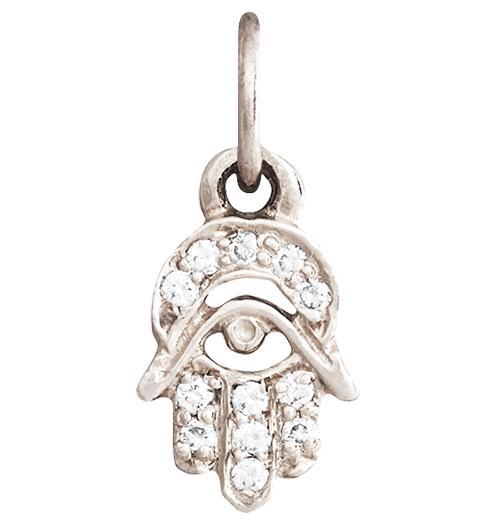 Hamsa Mini Charm Pavé Diamonds Jewelry Helen Ficalora 14k White Gold For Necklaces And Bracelets