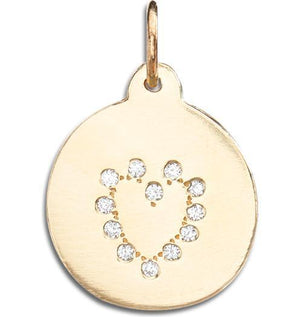 Heart Disk Charm Pave Diamonds Jewelry Helen Ficalora 14k Yellow Gold For Necklaces And Bracelets