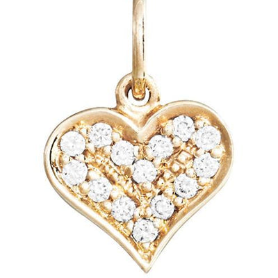 Helen Ficalora 14kt Gold Small Heart Pendant with Diamonds