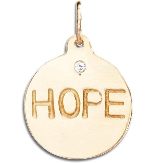 "Hope" Disk Charm With Diamond Jewelry Helen Ficalora 14k Yellow Gold For Necklaces And Bracelets