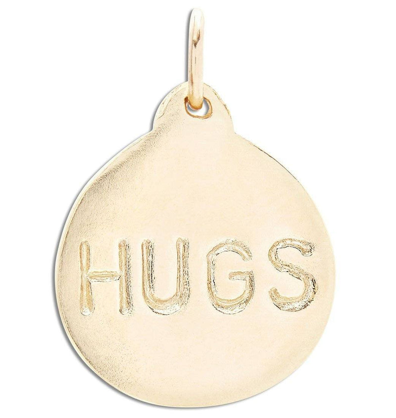 "Hugs" Disk Charm Jewelry Helen Ficalora 14k Yellow Gold