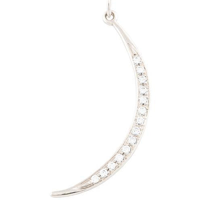 Large Crescent Moon Charm Pavé Diamonds Jewelry Helen Ficalora 14k White Gold For Necklaces And Bracelets