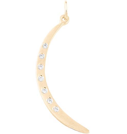Large Crescent Moon Charm With 7 Diamonds Jewelry Helen Ficalora 14k Yellow Gold