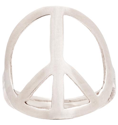 Large Peace Sign Ring Jewelry Helen Ficalora 14k White Gold 6